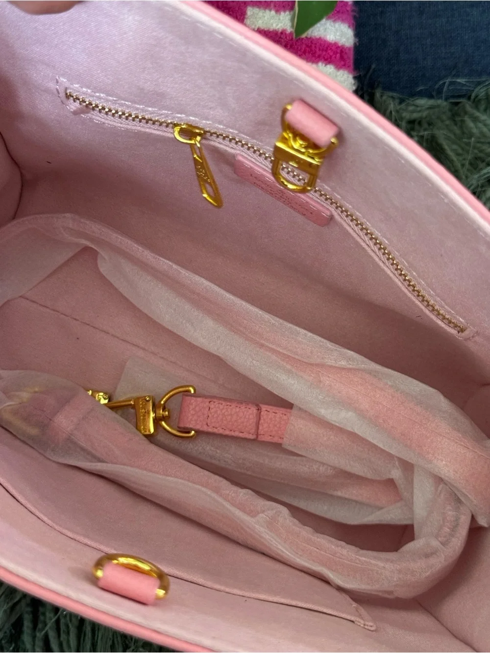 Pink Monogram Embossed Satchel